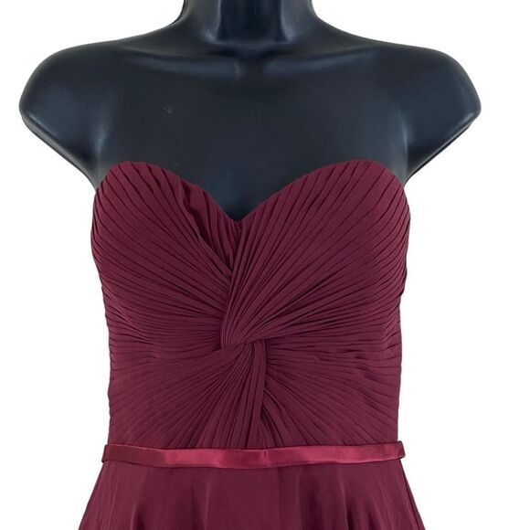 Cinderella Divine Burgundy Twist Front Corset Back Strapless Dress Sz 8 - Picture 5 of 15